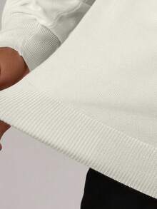 Men's Solid Color Casual High Neck Long Sleeve Sweater, For Fall Winter - Cream - View 5