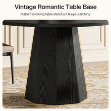 Tribesigns Petite table de salle à manger ronde noire de 118 cm avec piédestal incliné robuste, meuble moderne pour salle à manger, salon - Noir - Voir 10