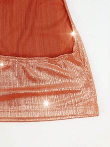 优雅无袖闪亮针织上衣，女式背心，夏季，复活节，女士乡村音乐会，毕业早午餐，亮片/闪亮文艺复兴博览会，橙色 - 橘色 - 查看 7