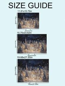 1pc Vintage Christmas Wall Art Christmas Snow Landscape Village Night Stars Poster Canvas Prints Painting Modern Winter Home Decoration, Ice Skating Oil Painting Horizontal Print Winter Night Canvas Wall Art Mountain Village Decor Christmas Decorations Room Decor