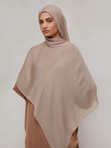 1条女士纯色简约长围巾，穆斯林头巾，希贾布围巾，轻盈透气夏季头巾，优雅时尚百搭头巾，白色围巾适合日常搭配，四季皆可用作防晒披肩。 - 彩色 - 查看 3