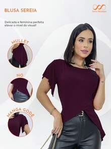 Women T-Shirts - Burgundy - View 5