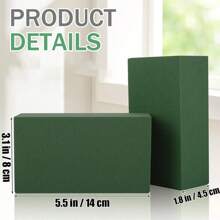 Bloque de espuma de poliestireno verde de 14 cm x 8 cm x 4.5 cm, adecuado para arreglos florales, decoración de plantas y manualidades, apto para decoración de bodas, fondo de novia, arco de boda, centro de mesa, relleno de ramos, también adecuado para Navidad, Halloween, Acción de Gracias, Vuelta al Colegio, Día de San Valentín, Día del Maestro, Día de la Madre