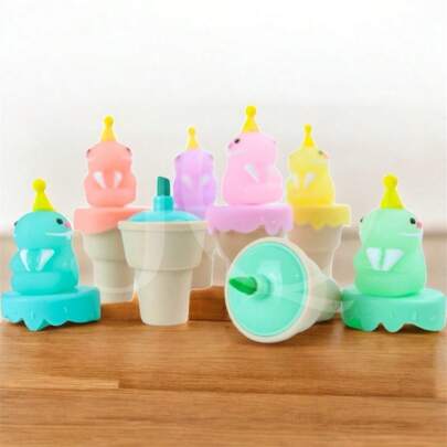 KIT 6 Marca Texto Dinossauro Papelaria Fofa Canetinha Presente Marcadores Papel Capybara Material