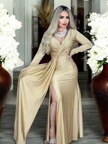 Women Plus Bridesmaid Dresses - Champagne - View 1