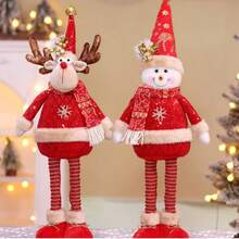 Weihnachtsdekoration, schöne rote Streckpuppe Weihnachtsdekoration Ornament Cartoon Stoff Schneemann Elch Weihnachtsmann Festival DIY Dekoration - Verschiedenfarbig - Übersicht 7