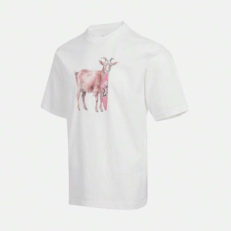 Nike 男式 AS NC GOAT SS CREW 短袖 T 恤，针织圆领 T 恤 TIF0787-100 - 白色 - 查看 1