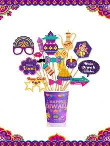 1 set Decoraciones de Diwali, Accesorios para photocall de Feliz Diwali, Decoraciones de Diwali para el hogar, Photocall de fiesta de Diwali, Festival de las Luces de Diwali, Photocall de Diwali para el festival