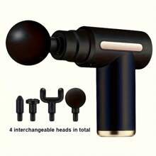RAF Portable Rechargeable Fascia Massage Gun With 4 Replaceable Massage Heads, Deep Tissue Relaxation, USB Charging, Lithium Battery, Sports And Outdoor Electronics Accessories