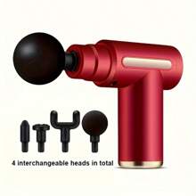 RAF Portable Rechargeable Fascia Massage Gun With 4 Replaceable Massage Heads, Deep Tissue Relaxation, USB Charging, Lithium Battery, Sports And Outdoor Electronics Accessories