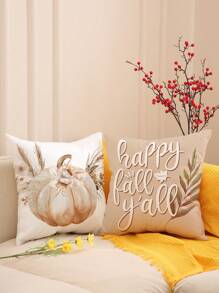 1 buc/4 buc/40 buc față de pernă cu imprimeu de dovleac de toamnă, grâu, frunză de arțar, flori și litere din poliester, 45x45cm, față de pernă decorativă pentru cameră, dormitor, canapea (fără inserție de pernă)