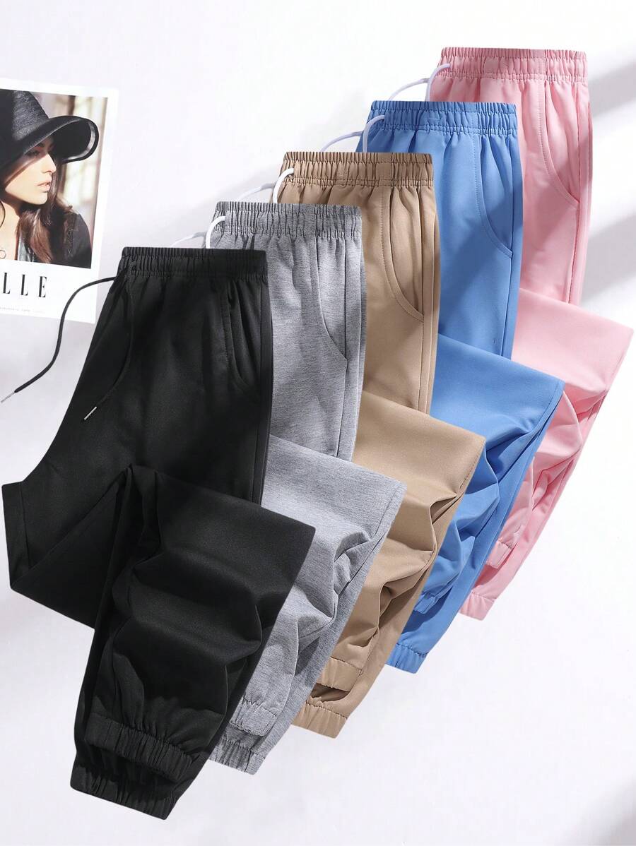 Women'S Outdoor Casual Running Pants - Elastic Waistband Pockets Sports Trousers, Lightweight All-Season Pants, Women'S Athletic Long Pants, Suitable For Gym, Machine Washable, Solid Color Design, Comfortable Fit, Y-Shape Style, Elastic Waist, Ideal For Outdoor Hiking & Sports Enthusiasts Tights