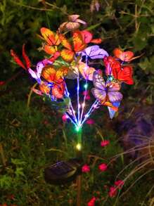 1/2 Peças Luzes de Árvore com Borboletas Alimentadas por Energia Solar com 17 Borboletas Realistas, Luzes Solares de Flores Artificiais, Luzes Solares para Gramado Externo, Adequadas para Decoração de Jardim, Pátio e Varanda, Acessórios para Quarto, Festa e Sala de Estar