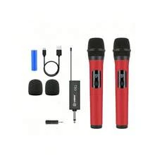 LMBGM Professional Wireless Microphone 800mAh Battery Leather Lacquer Craft Home KTV Outdoor Portable Singing Performance Microphone Handheld Microphone System - Red - View 13