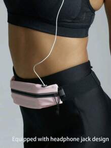 1pc Waterproof Outdoor Running Hidden Waist Bag With Large Capacity And Layered Design; Rope Zipper Head Design For Smooth And Unclogged Belt Earphone Hole Design; Versatile Equipment For Fitness, Cycling, Commuting, Traveling; Sports Key Card Position; Sweat-Proof And Non-Stick To