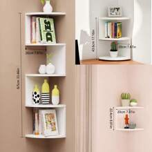 1 pièce Étagère d'angle murale, sans perçage requis, étagère de rangement pour chambre à coucher, salon, coin