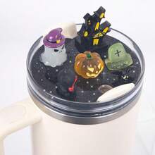 Nova tampa de copo de Halloween com placa de identificação de acrílico criativa de desenho animado tridimensional 40 oz/30 oz decoração luminosa tampa de canudo quebra-gelo copo item decorativo fofo e criativo