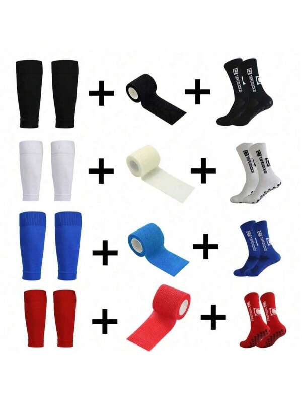 3 pares de calcetines deportivos para mujeres y hombres, mangas para las piernas, calcetines antideslizantes para fútbol Grip