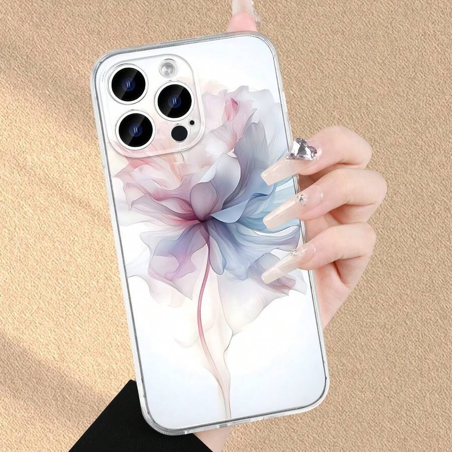 Funda que evita que el teléfono se amarillee. Exquisito estampado floral degradado. Funda completa para teléfono, resistente a golpes y caídas. - Blanco - Ver 1