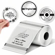 透明圆形标签 50x50mm-140 件热敏不干胶标签卷，适用于 Phomemo M110/M200/M120/M220 E210 P50 DETONG P1 - 無色 - 查看 3