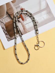 1 pieza Cordón multicolor con cristales de rhinestone - Correa de nylon con broche metálico, elegante y brillante llavero para identificación y teléfono, adecuado para oficina, maestro, estudiante (7 colores: Mezclado/Gris/Rosa/Azul/Negro)