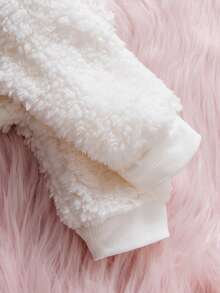 1pc Baby Girls' Long Sleeve Hooded Romper, Cute Cat Design, Double Zipper, Fashion Style Suitable For Newborn