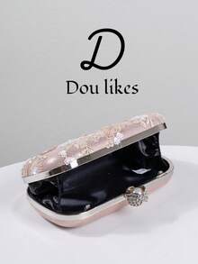 Elegant Sequin Embroidered Pink Evening Clutch Bag High-End Engagement Party Handbag For Cheongsam Dress With Metal Chain Graceful Lady Banquet Bag Suitable For Party Wedding Prom Formal Dinner/Banquet Perfect Match For Women's Graduation Prom Dress Prom Accessories Sequin Dress Shiny Dress Graceful Dress. Flowers