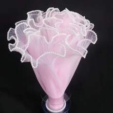 1 pièce Papier d'emballage à fleurs de 28 cm x 4 yards, tissu plissé en faux-perle. Fournitures de fleuriste pour les fêtes, les mariages, les anniversaires. Emballage cadeau, accessoires de bouquet de fleurs, emballage de fleurs fraîches pour la Saint-Valentin, la Fête des Mères