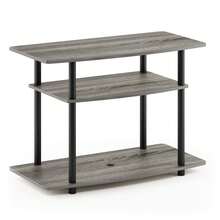 HOMLUX 3-Tier TV Stand, Entertainment Center With Stainless Steel Tubes, No Tools Assembly, Fits Up To 32-Inch TVs, Black TV Stand, Modern Media Console For Living Room, French Oak/Black - 法國橡木/黑色 - 查看 3