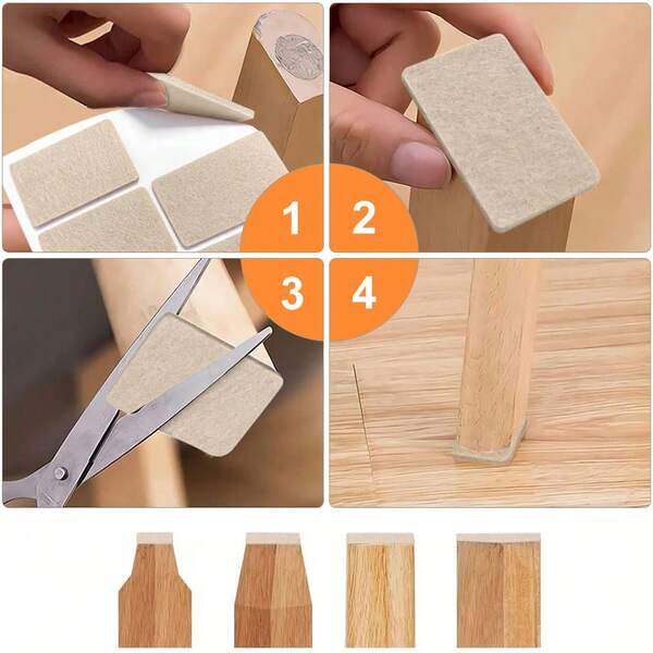 70/142/205/357pcs Felt Furniture Pads, Hardwood Floor Furniture Pads, Chair Legs Felt Furniture Pads, Beige Furniture Floor Protectors,Suitable For Table, Chair, Sofa Legs, Anti-Skid And Wear-Resistant, Brown Mute Protection Cover,Protect Hardwood Floors