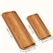 1 Acacia Wood Plate, Rectangular Snack Plate, Suitable For Kitchen Dining, Polished Surface, Geometric Pattern, Food Contact, Suitable For Christmas, Valentine's Day, Father's Day, And Mother's Day - Suitable For Snacks, Sushi, Vegetables, Fruits, Cold Dishes, Cheese, And Coffee/Tea Plates