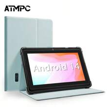 ATMPC 7-Inch Android 14 Tablet, Equipped With 2GB DDR RAM, 32GB ROM, 3500MAh, Quad Core Processor, 1024X600IPS Screen, Camera Front 30 Pixels And Rear 200 Pixels Wi-Fi 802.11 B/G/N 2.4g,PC, Equipped With Four Color Anti Drop Leather Cases