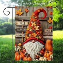 12x18 Inch Double-Sided Gnome & Pumpkin Garden Flag - Perfect For Autumn, Thanksgiving, Halloween And Christmas Decor, Durable Polyester, No Flagpole Included