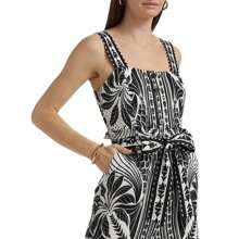 FARM Rio Monochrome Linen-Blend Botanical-Print Romper |  | Women Active Dresses