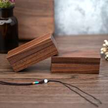 1pc Customized Wooden Ring Box, Oblong Dual Ring Box, Magnetic Jewelry Box With Personalized Engraving, Dual Slots, Wedding Ring Exchange Box, Jewelry Storage Box, Engagement Ring Box, Vintage & Rustic Wedding Ring Holder, Waterproof, Ideal For Wedding Anniversary, Gift For Wife/Husband, Father/Mother, Couples, Bride, Wedding