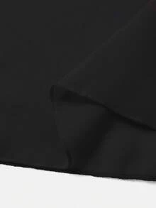 Prenda exterior de estilo bohemio de manga larga en gasa negra con cinturón en la cintura y bufanda fluida - Tela ligera y sin estiramiento, adecuada para primavera y otoño