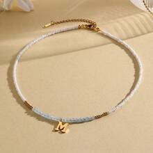 Magic Fish 1 件树脂仿珍珠简约 26 个字母吊坠项链，可定制情侣、朋友、同学的名字