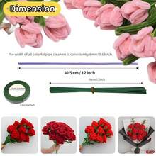 1 Set Red Rose Pipe Cleaner Set, Includes Twisted Pipe Cleaners, Pipe Cleaner Sticks, Pipe Cleaner Rose Flower Set, Pipe Cleaner Floral DIY Bouquet Set (Red), Colorful Pipe Cleaner Floral Set Includes Green Floral Wire, Gardening Tape, Pipe Cleaner Handmade DIY Rose Red Fluffy Pipe Cleaner Green Bouquet Supplies, Pipe Cleaner Wholesale DIY Floral Set, Wedding Mother's Day Gift, Holiday Decoration - Multicolor - View 3