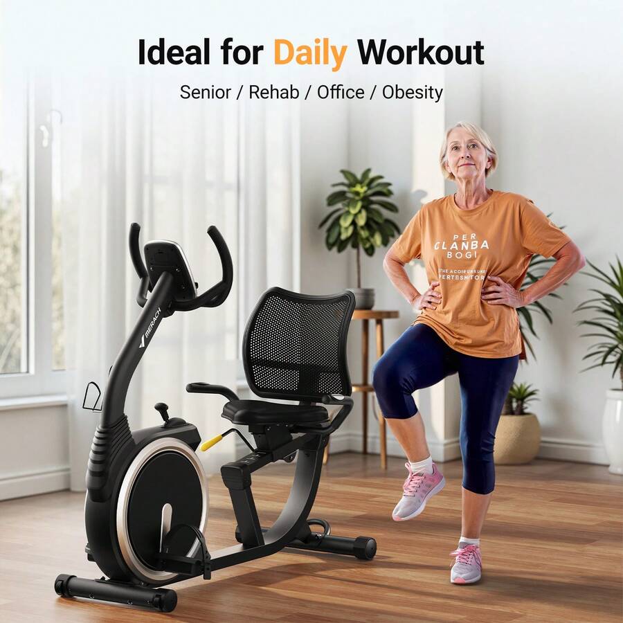 Recumbent Exercise Bike For Home, Spin Bike Stationary Bike With Smart Bluetooth And Exclusive App Connectivity Stepper, LCD, Heart Rate Handle,Elliptical Cross Trainer Magnetic Recumbent Bikes - S19 - 查看 1