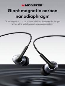 MONSTER MQH15 有线耳机，半入耳式，Type-C 和 3.5 毫米插孔，立体声低音，灵敏麦克风，游戏，音乐，兼容手机和电脑 - 銀色 - 查看 3