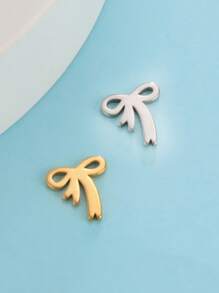 Set de 5 piezas/paquete de mini colgantes de acero inoxidable con diseños de cruz, corazón, estrella y lazo, elementos versátiles, minimalistas y de moda, accesorios hechos a mano DIY adecuados para collares, pulseras, aretes, accesorios para el cabello y dijes para bolsos