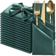 20pcs Silk Red Satin Napkins, 17 X 17 Inches Square Smooth Dinner Napkins For Wedding, Party, Celebration, Banquet, Restaurant, Thanksgiving, Christmas, Halloween