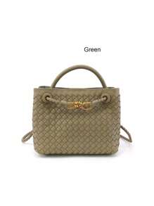 女士时尚编织图案手提水桶包，品牌包优雅女士手提包，优雅礼品包，奢华女士手提包，别致女士斜挎包，女士单肩包，适合女孩、大学生、办公室女士、中年妈妈日常通勤、购物、购物、办公室、上课、聚会、约会、晚餐包，适合户外玩耍 - 彩色 - 查看 3