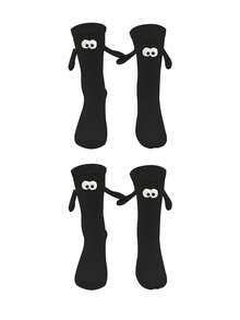 1/2 par de calcetines magnéticos para parejas, calcetines de media caña lindos que se pegan automáticamente, para primavera/otoño - Multicolor - Ver 15