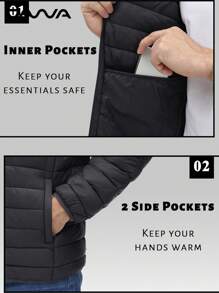 Cavva 男士轻便保暖连帽羽绒服，防水防风，冬季保暖外套，适合徒步、露营、跑步等活动，抓绒材质