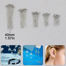 200pcs DIY Jewelry Making Headpins, 16mm-40mm Sizes Ball Pins, Bendable & Cuttable Beading Needles, Suitable For Jewelry Making And Sewing Supplies, Round Head Pins, Earring & Pendant Connectors, Cuttable Beading Pins, Bracelet & Necklace Decorative Pins, Can Replace Eyepins As Bead Piercing Connectors