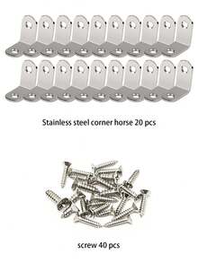 30pcs Heavy-Duty L-Shaped Corner Brackets Stainless Steel Corner Braces - Fit For Cabinets, Furniture, Cupboards, Chairs And Drawers - Includes 10 Brackets And 20 Screws - , Multipurpose Connectors - Silver - View 9