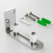 CCJH - Guía de piso para puerta de granero de acero inoxidable ajustable para puerta corredera, rodamiento de bolas, montaje en pared, ruedas que no rayan - guía de puerta de acero inoxidable - Ver 11