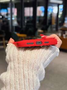 极简纯色硅胶吸盘支架手机壳，大孔设计，糖果哑光质感，创意防震，兼容 11/12/13/14/15/16 Plus/13 Pro Max/XR/16/14 Plus/14 Pro Max/13 Pro Mini/17 Air/17 Pro Max，防水防摔防刮，粉彩春季礼物 - 紅色帶吸盤 - 查看 3