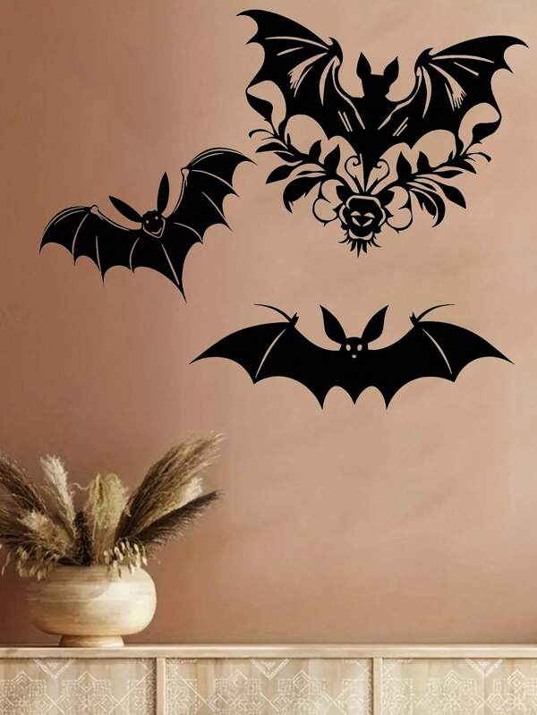 1 PIEZA Decoración de pared de hierro con diseño de murciélago gótico - Diseño de recorte de alas intrincado - Decoración de metal cortado con láser resistente a la oxidación para fiesta de Halloween/casa embrujada